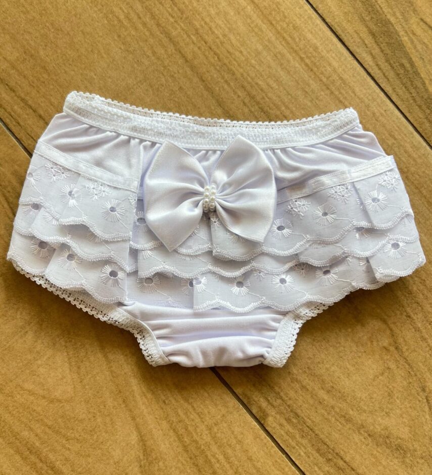 fernandaramosstore com br Calcinha Infantil Feminina Detalhe em Laise e Laço Branca2