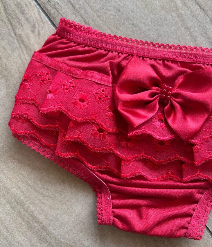 fernandaramosstore com br Calcinha Infantil Feminina Detalhe em Laise e Laço Vermelha1