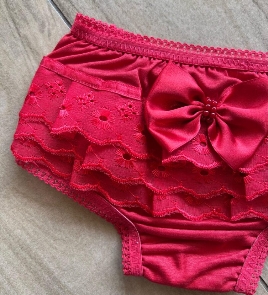 fernandaramosstore com br Calcinha Infantil Feminina Detalhe em Laise e Laço Vermelha1
