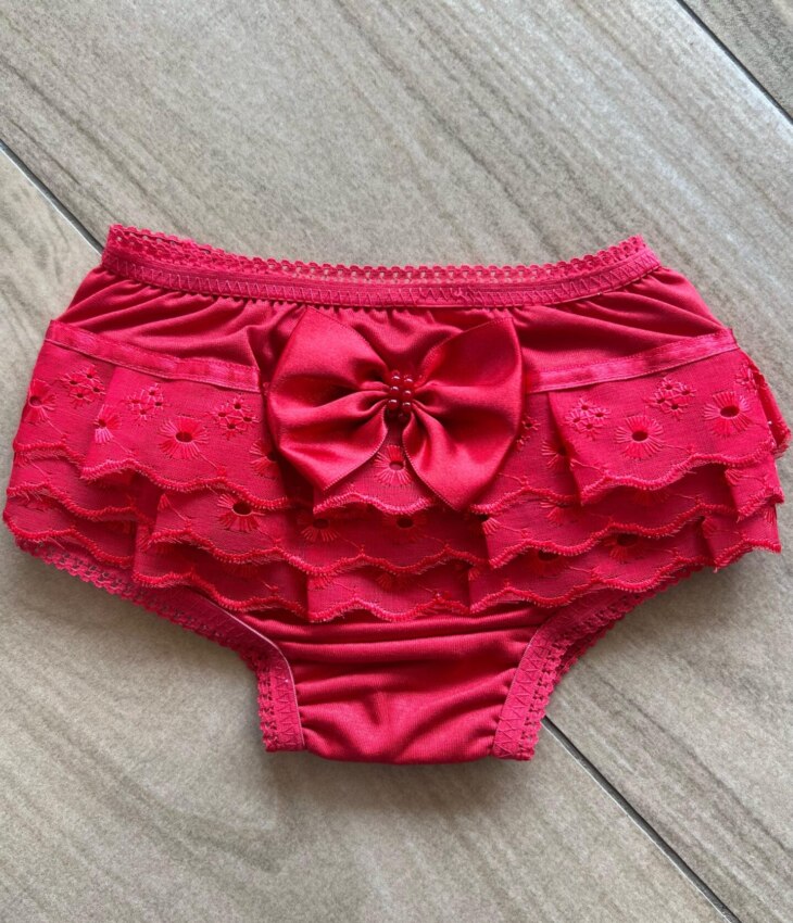 fernandaramosstore com br Calcinha Infantil Feminina Detalhe em Laise e Laço Vermelha2