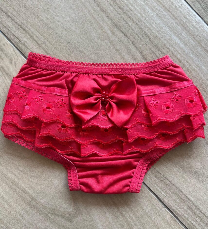 fernandaramosstore com br Calcinha Infantil Feminina Detalhe em Laise e Laço Vermelha2