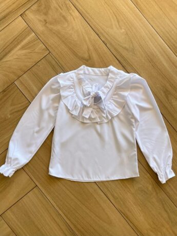 Camisa Manga Longa Infantil Feminina Babado e Amarração Branca Fernanda Ramos Kids