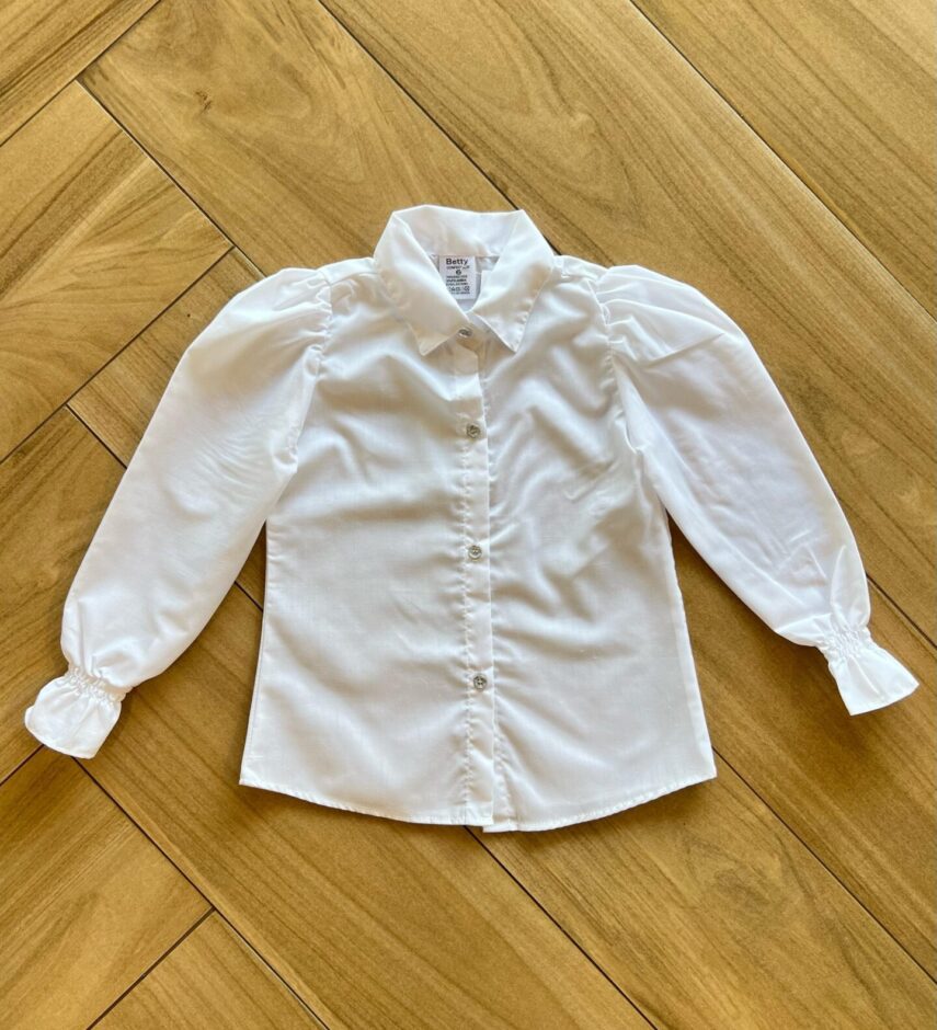 Camisa Manga Longa Infantil Feminina com Botões Branca Fernanda Ramos Kids
