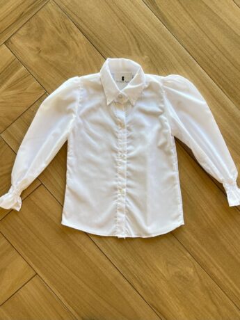 Camisa Manga Longa Infantil Feminina Lastex no Punho Branca Fernanda Ramos Kids