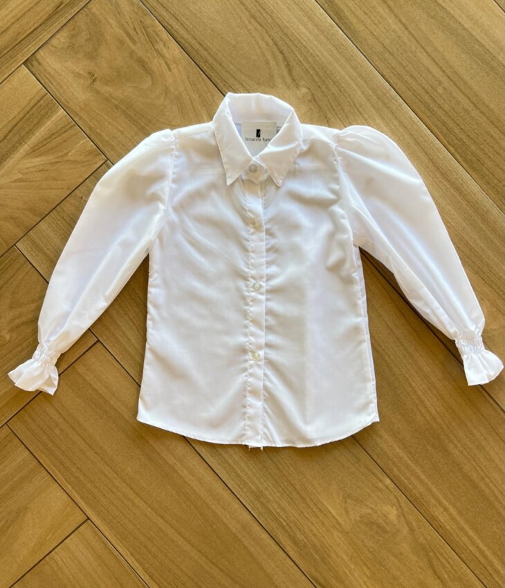 Camisa Manga Longa Infantil Feminina Lastex no Punho Branca Fernanda Ramos Kids