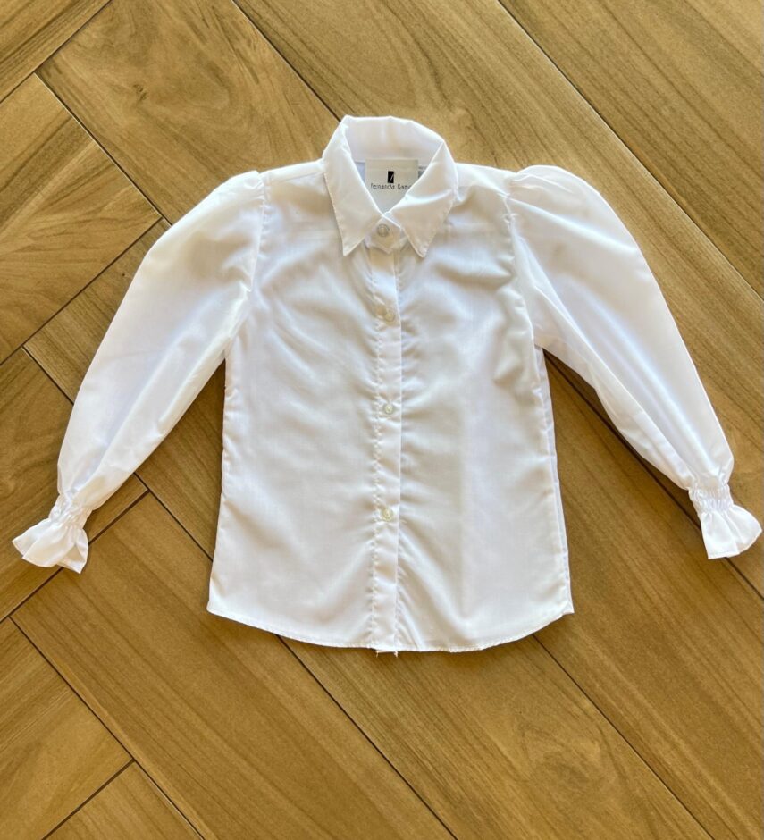 Camisa Manga Longa Infantil Feminina Lastex no Punho Branca Fernanda Ramos Kids
