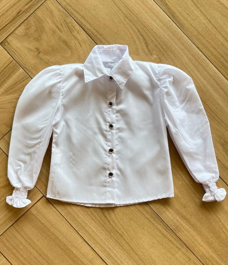 Camisa Manga Longa Infantil Feminina Lastex no Punho e Botões Fernanda Ramos Kids