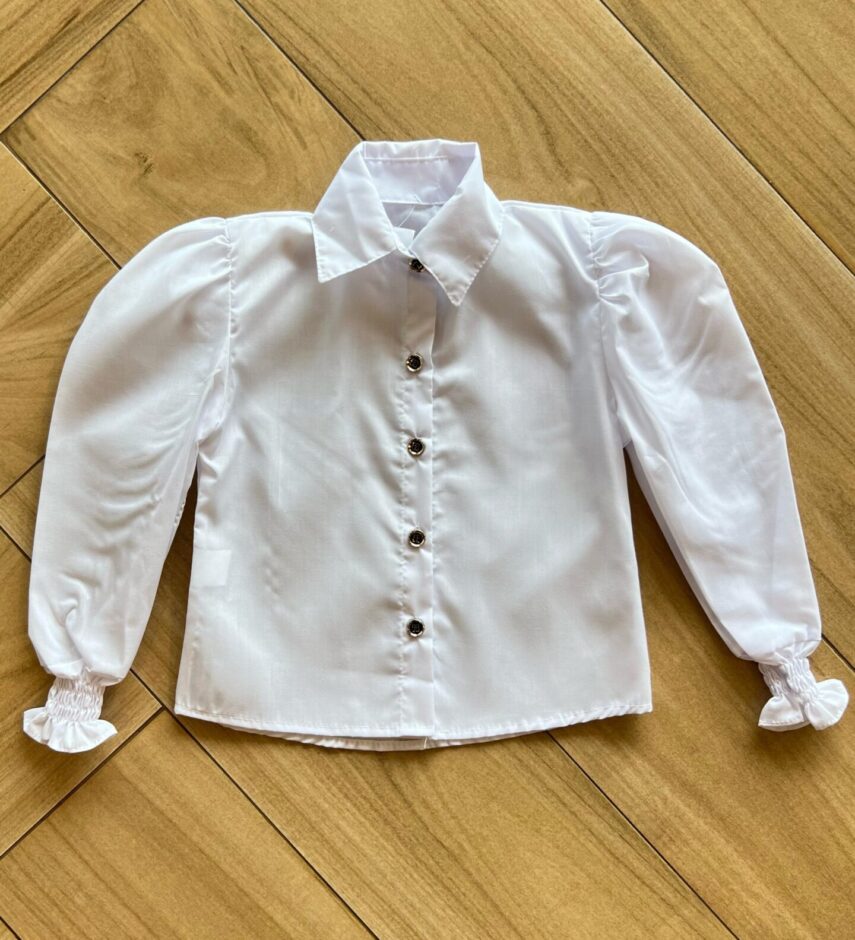 Camisa Manga Longa Infantil Feminina Lastex no Punho e Botões Fernanda Ramos Kids