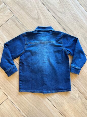 Camisa Polo Infantil Masculina Jeans Manga Longa com Bolso Fernanda Ramos Kids