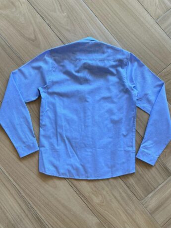 Camisa Social Infantil Masculina Manga Longa Essencial Azul Mesclado Fernanda Ramos Kids