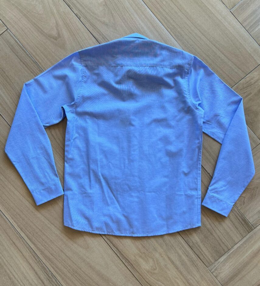 Camisa Social Infantil Masculina Manga Longa Essencial Azul Mesclado Fernanda Ramos Kids