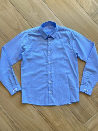 Camisa Social Infantil Masculina Manga Longa Essencial Azul Mesclado Fernanda Ramos Kids