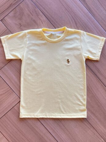 Camiseta Infantil Masculina Manga Curta Básica Amarela Fernanda Ramos Kids