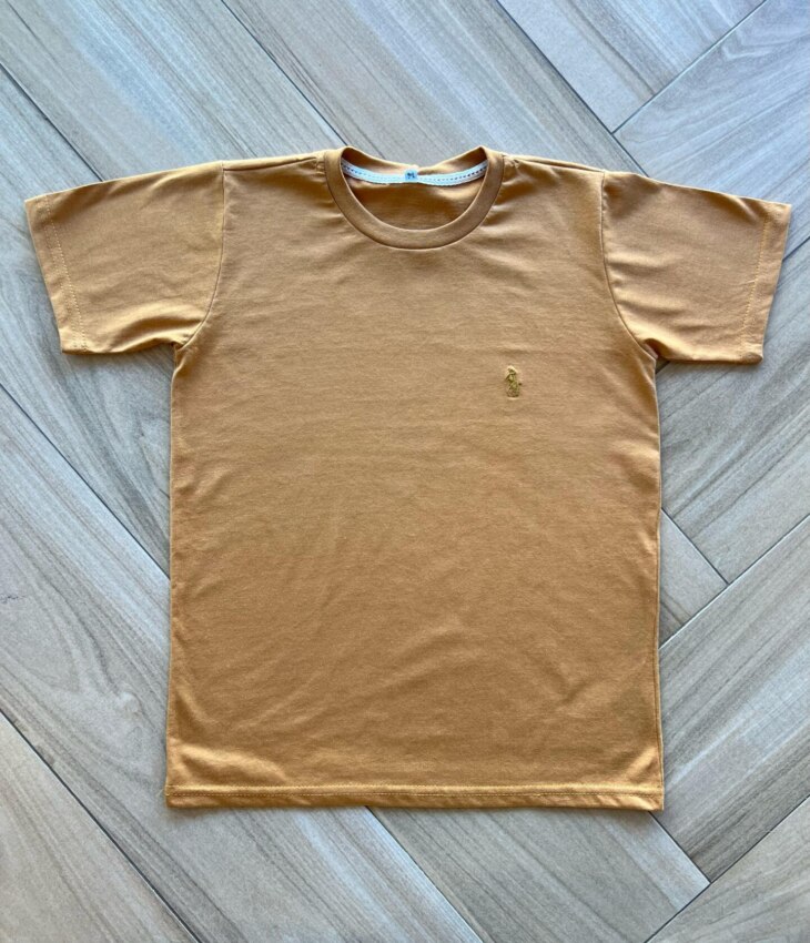 Camiseta Infantil Masculina Manga Curta Básica Caramelo Fernanda Ramos Kids
