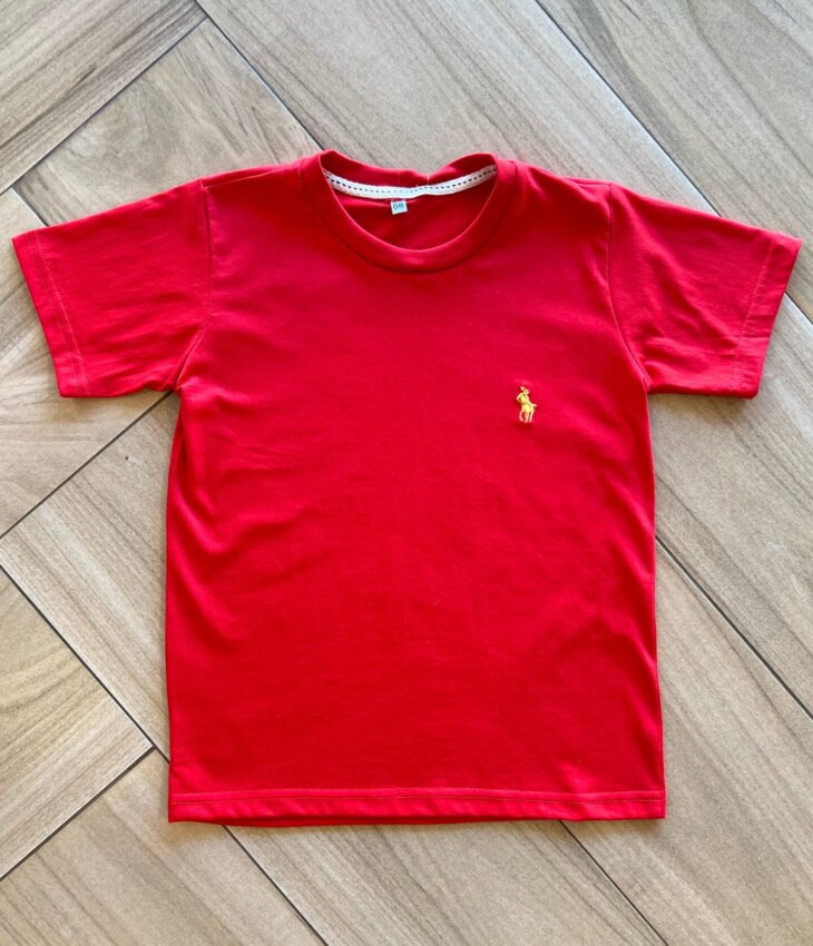 Camiseta Infantil Masculina Manga Curta Básica Vermelha Fernanda Ramos Kids