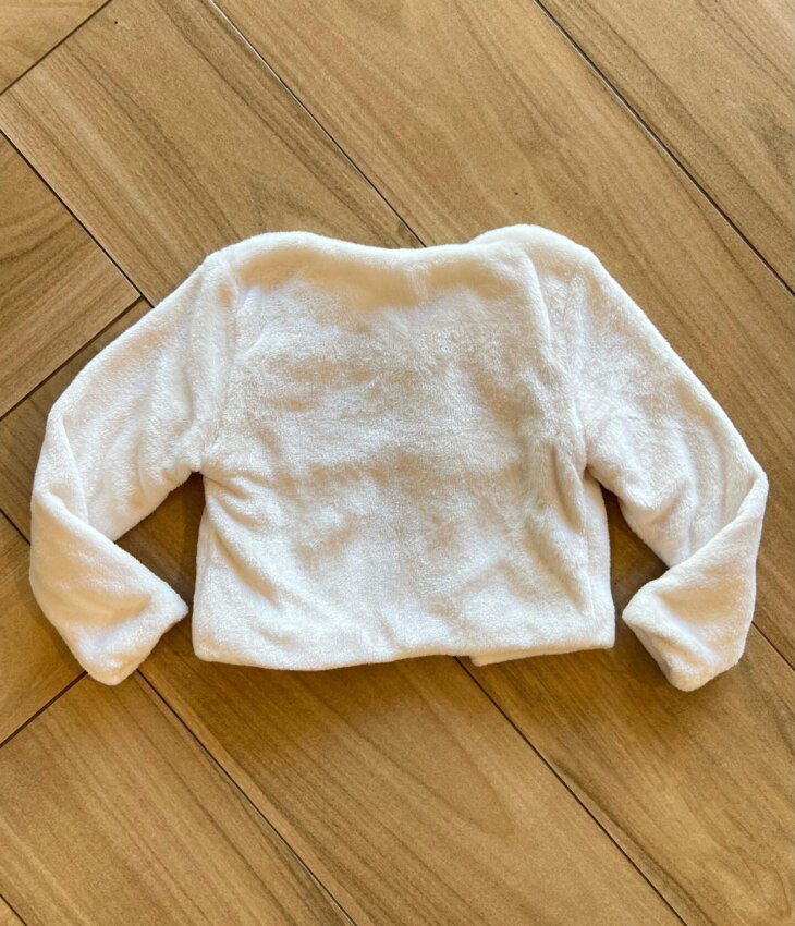 Casaco Manga Longa Infantil Feminino Peluciado Off White Fernanda Ramos Kids