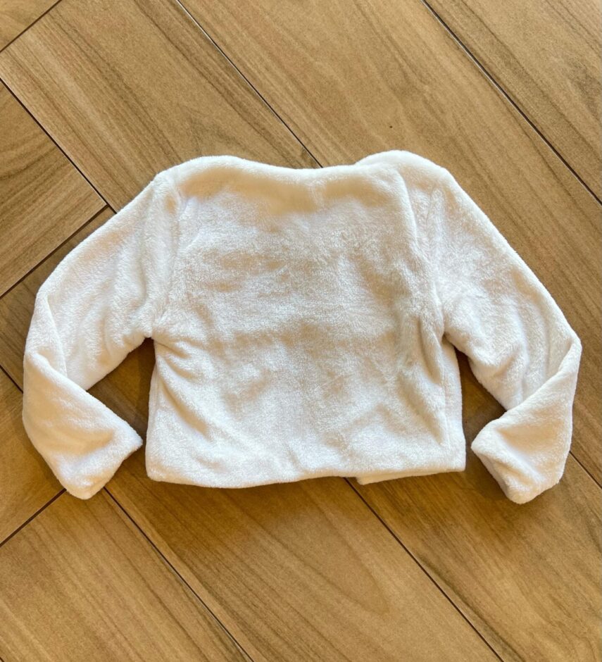 Casaco Manga Longa Infantil Feminino Peluciado Off White Fernanda Ramos Kids