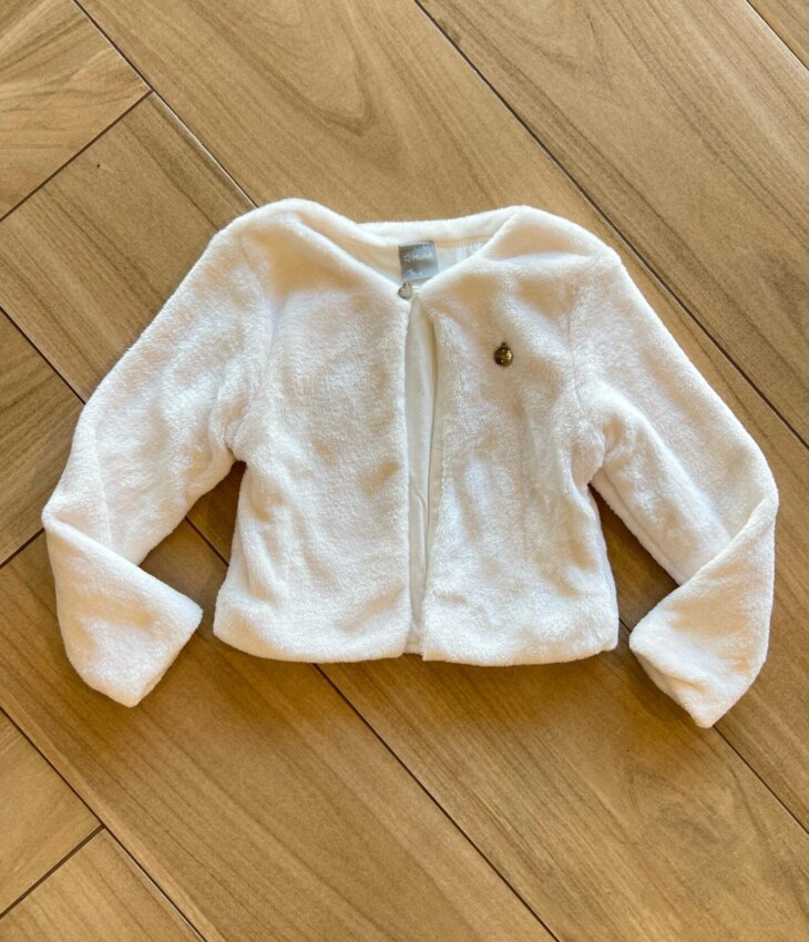 Casaco Manga Longa Infantil Feminino Peluciado Off White Fernanda Ramos Kids
