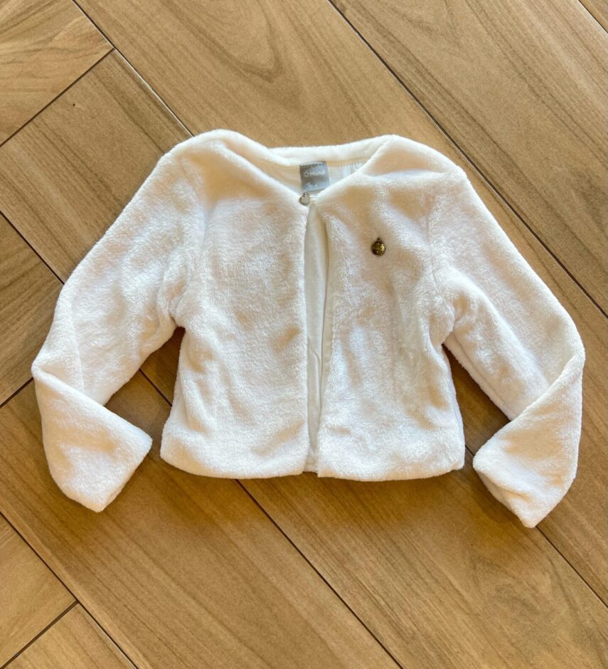 Casaco Manga Longa Infantil Feminino Peluciado Off White Fernanda Ramos Kids