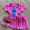 Conjunto Infantil Feminino Blusa e Short HerHis Stitch Pink Fernanda Ramos Kids