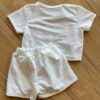 Conjunto Infantil Feminino Blusa e Short Stitch Apaixonado Off White Fernanda Ramos Kids
