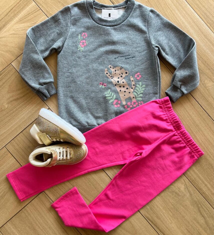 Conjunto Infantil Feminino Blusa Manga Longa Acampamento e Calça Fernanda Ramos Kids