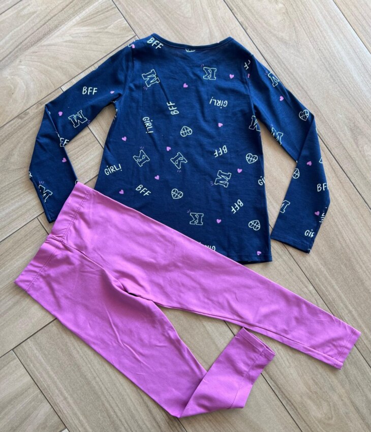 Conjunto Infantil Feminino Blusa Manga Longa BFF e Calça Fúcsia Fernanda Ramos Kids