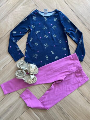 Conjunto Infantil Feminino Blusa Manga Longa BFF e Calça Fúcsia Fernanda Ramos Kids