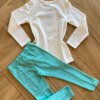 Conjunto Infantil Feminino Blusa Manga Longa College e Calça Verde Fernanda Ramos Kids