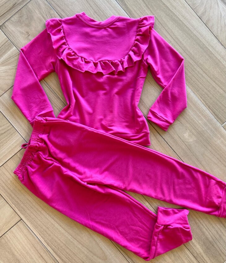 Conjunto Infantil Feminino Blusa Manga Longa com Babado e Calça Fernanda Ramos Kids