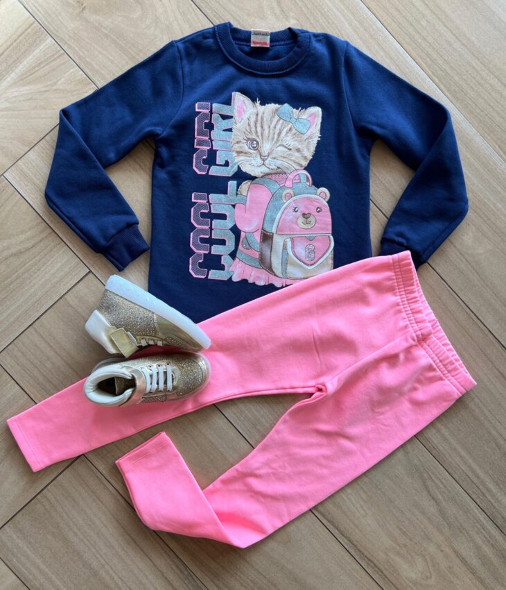 Conjunto Infantil Feminino Blusa Manga Longa Cool Girl e Calça Fernanda Ramos Kids