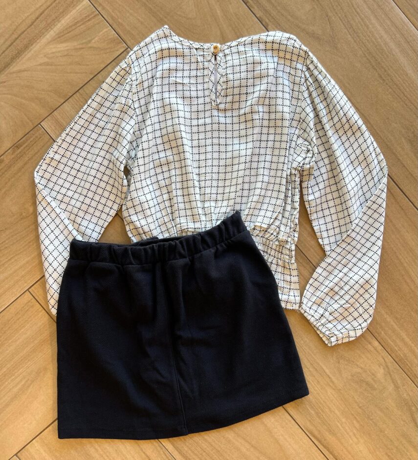 fernandaramoskids com br Conjunto Infantil Feminino Blusa Manga Longa e Short Saia 75112 1