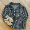 Conjunto Infantil Feminino Blusa Manga Longa e Short Saia Preto Fernanda Ramos Kids