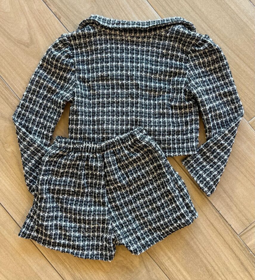 fernandaramoskids com br Conjunto Infantil Feminino Blusa Manga Longa e Short Saia Preto 1
