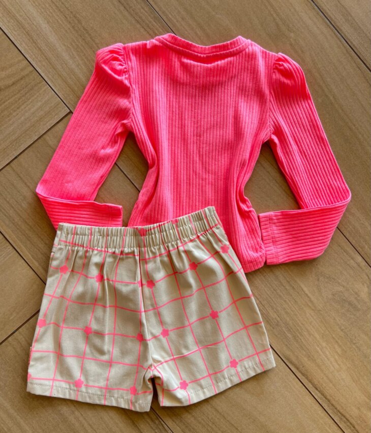 Conjunto Infantil Feminino Blusa Manga Longa e Short Sorrir e Sonha Fernanda Ramos Kids
