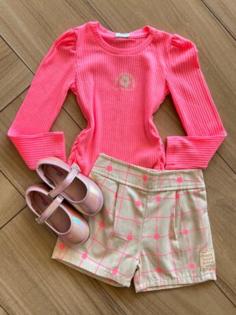 Conjunto Infantil Feminino Blusa Manga Longa e Short Sorrir e Sonha Fernanda Ramos Kids
