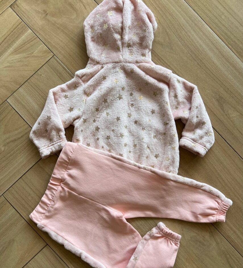 Conjunto Infantil Feminino Blusa Manga Longa Estrelas e Calça Rosa Fernanda Ramos Kids