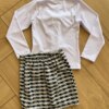 Conjunto Infantil Feminino Blusa Manga Longa Laço Branca e Saia Fernanda Ramos Kids