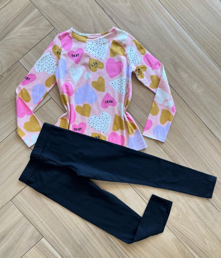 Conjunto Infantil Feminino Blusa Manga Longa Okay e Calça Preta Fernanda Ramos Kids