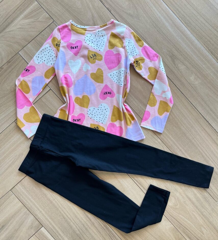 Conjunto Infantil Feminino Blusa Manga Longa Okay e Calça Preta Fernanda Ramos Kids