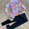 Conjunto Infantil Feminino Blusa Manga Longa Okay e Calça Preta Fernanda Ramos Kids