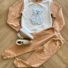Conjunto Infantil Feminino Blusa Manga Longa Pelinhos e Calça Caqui Fernanda Ramos Kids