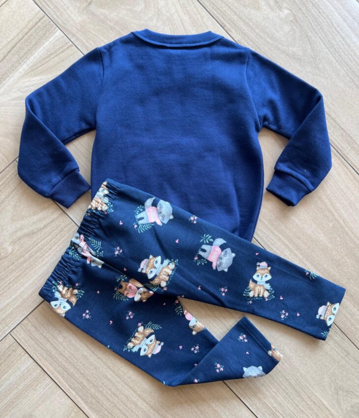 Conjunto Infantil Feminino Blusa Manga Longa Raposa e Calça Fernanda Ramos Kids