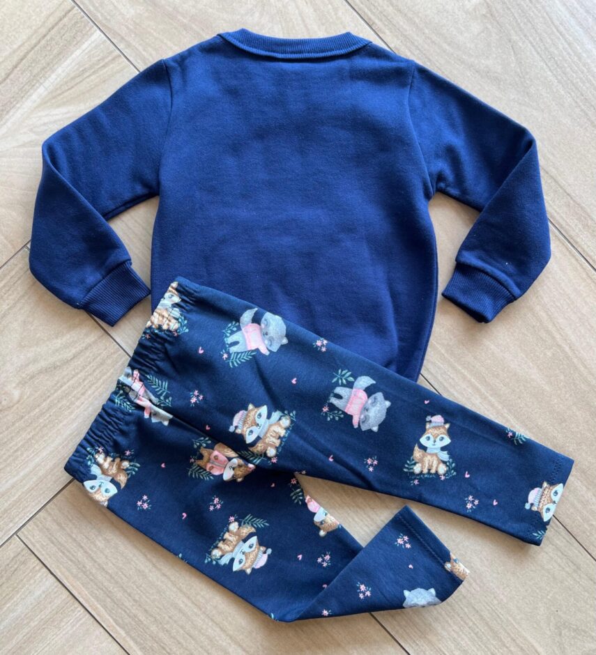 Conjunto Infantil Feminino Blusa Manga Longa Raposa e Calça Fernanda Ramos Kids