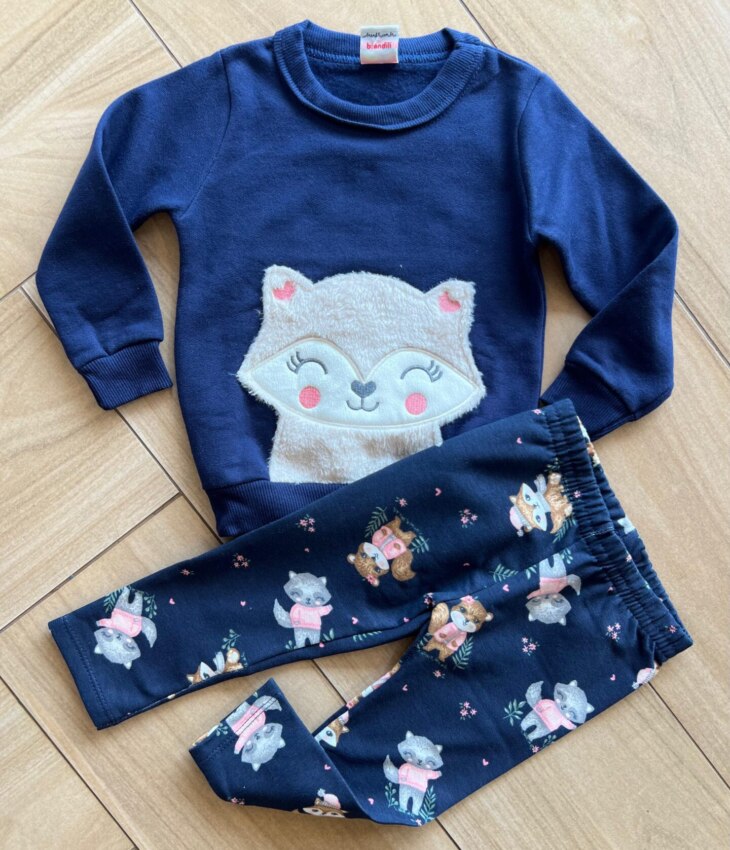 Conjunto Infantil Feminino Blusa Manga Longa Raposa e Calça Fernanda Ramos Kids