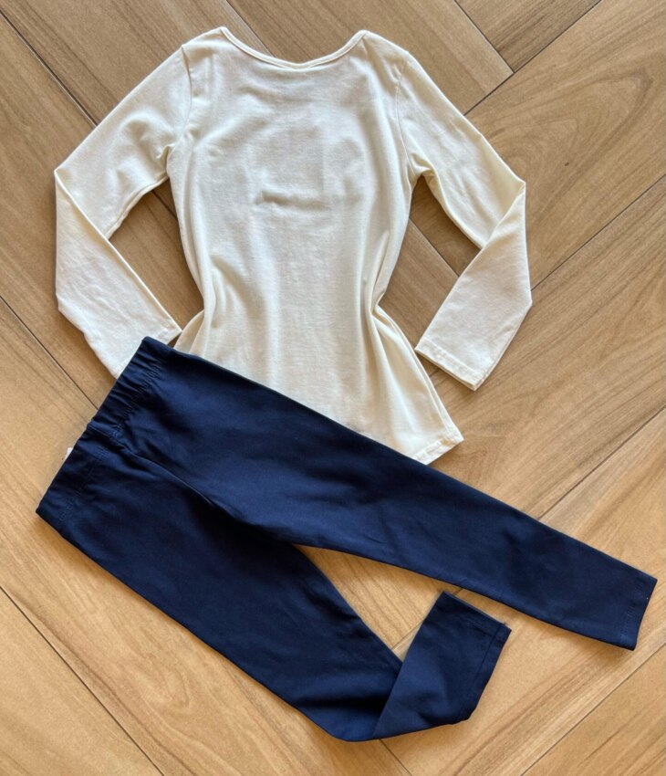 Conjunto Infantil Feminino Blusa Manga Longa Travel e Calça Azul Fernanda Ramos Kids