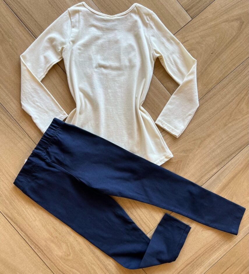 Conjunto Infantil Feminino Blusa Manga Longa Travel e Calça Azul Fernanda Ramos Kids