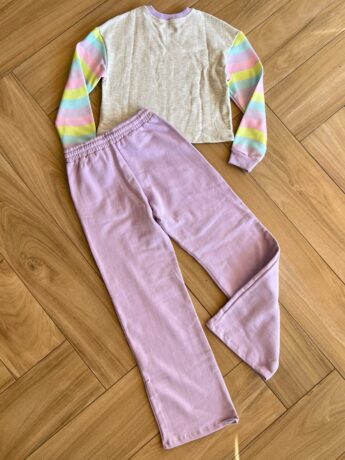 Conjunto Infantil Feminino Blusão Boxy e Calça Wide Leg Moletom da Fernanda Ramos Kids