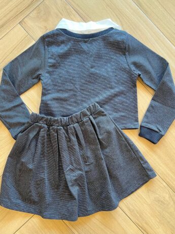 Conjunto Infantil Feminino Blusão Boxy e Short Saia Preto Brilhante Fernanda Ramos Kids