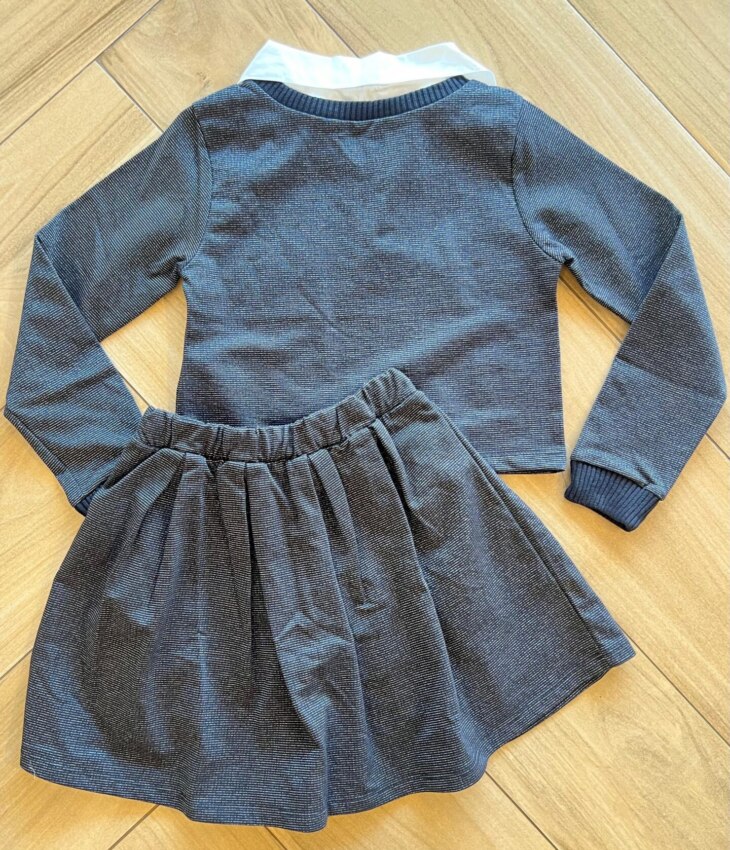 Conjunto Infantil Feminino Blusão Boxy e Short Saia Preto Brilhante Fernanda Ramos Kids